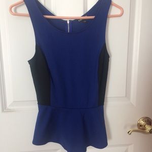 Blue and Black colorblock peplumtop